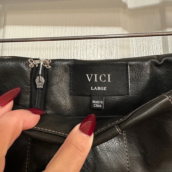 VICI Black Faux Leather Pleated Mini Skirt - Picture 7 of 7